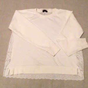 J CREW Women's Eyelet-Back Sweatshirt Ivory